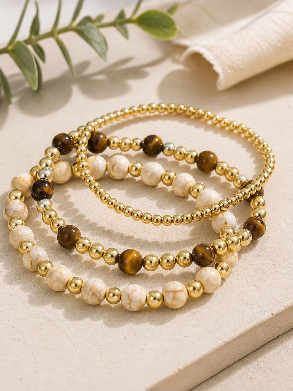 14K Gold Plated Custom Bracelet Stack - Set of 3